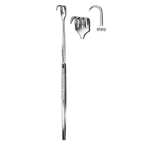 Retractor, Sharp, 4 Prongs, 16cm