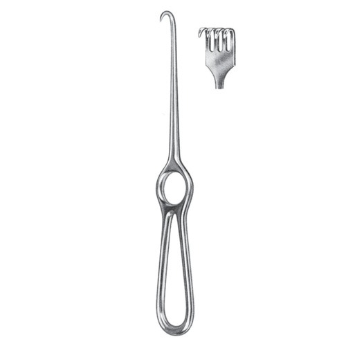 Volkmann Retractor, 4 Prongs, Semi Sharp, 21.5cm