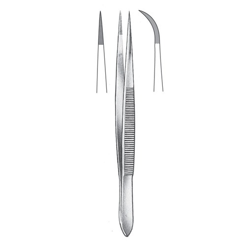 Micro Forceps, Serrated, Cvd, 11.5cm