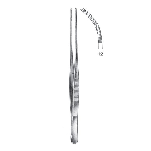 Brophy Tissue Forceps, 1x2 Teeth, Cvd, 20cm