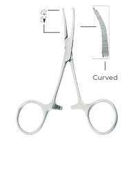 Micro-Mosquito Haemostatic Forceps Curved Fig. 2 o 1x2 ,( 10cm)