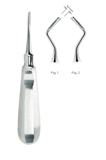 Helicoidal Root Elevators with stainless steel handle 3.3 mm Fig. 2