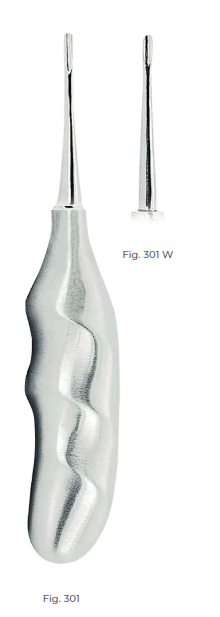 Seldin Root Elevators with Anatomically Shaped Handle in stainless steel Fig. 301W