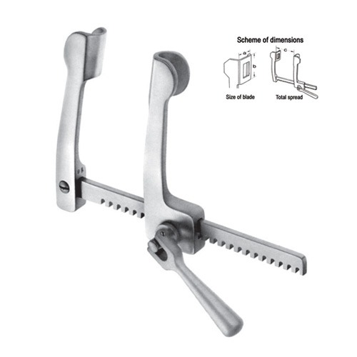 Cooley Rib Spreaders, Alu, (A=12mm, B=15mm, C=70mm) For Neonatel