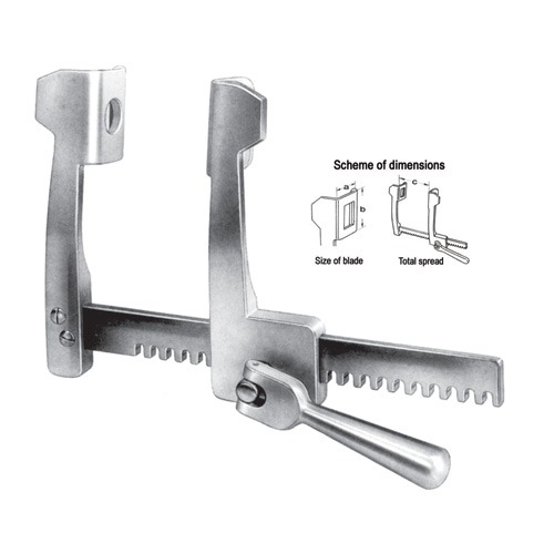 Finochietto Rib Spreaders, S/S, (A=38mm, B=44mm, C=135mm)