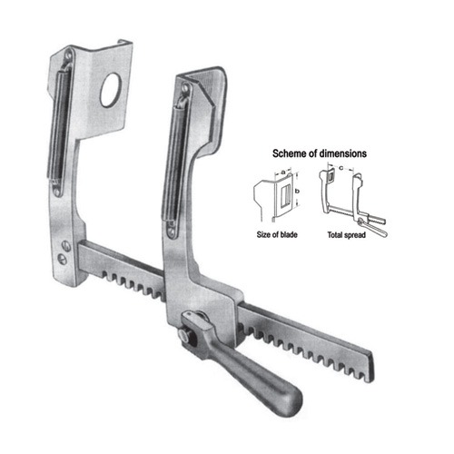 Finochietto Rib Spreaders (For Adults, With Suture Separate), Alu, (A=85mm, B=65mm, C=175mm)