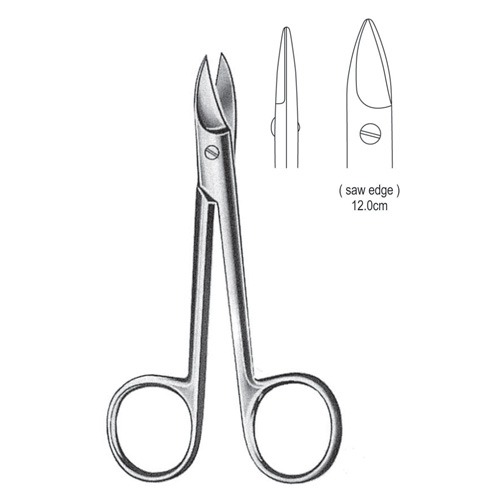 Beebee Ligature Scissors, Saw Edge, Str, 12cm