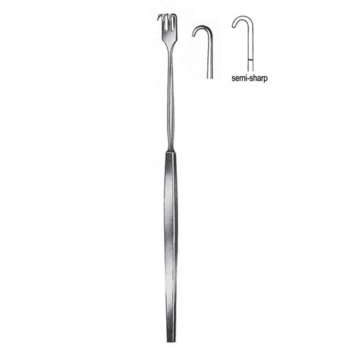 Retractor, Semi Sharp, 1 Hook, 16cm