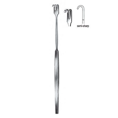 Retractor, Semi Sharp, 2 Prongs, 16cm