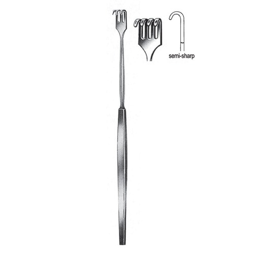 Retractor, Semi Sharp, 4 Prongs, 16cm