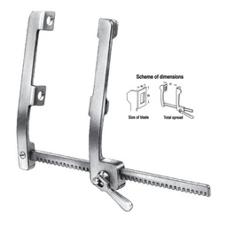 [RS-250-01] Finochietto Rib Spreaders (For Adults, With 2 Blades Attached To Each Other), S/S, (A=10mm, B=15mm, C=120mm)